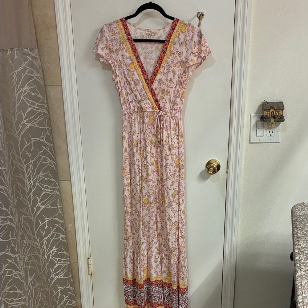 BeBop Pink and Yellow Floral Maxi Dress Sz XS
